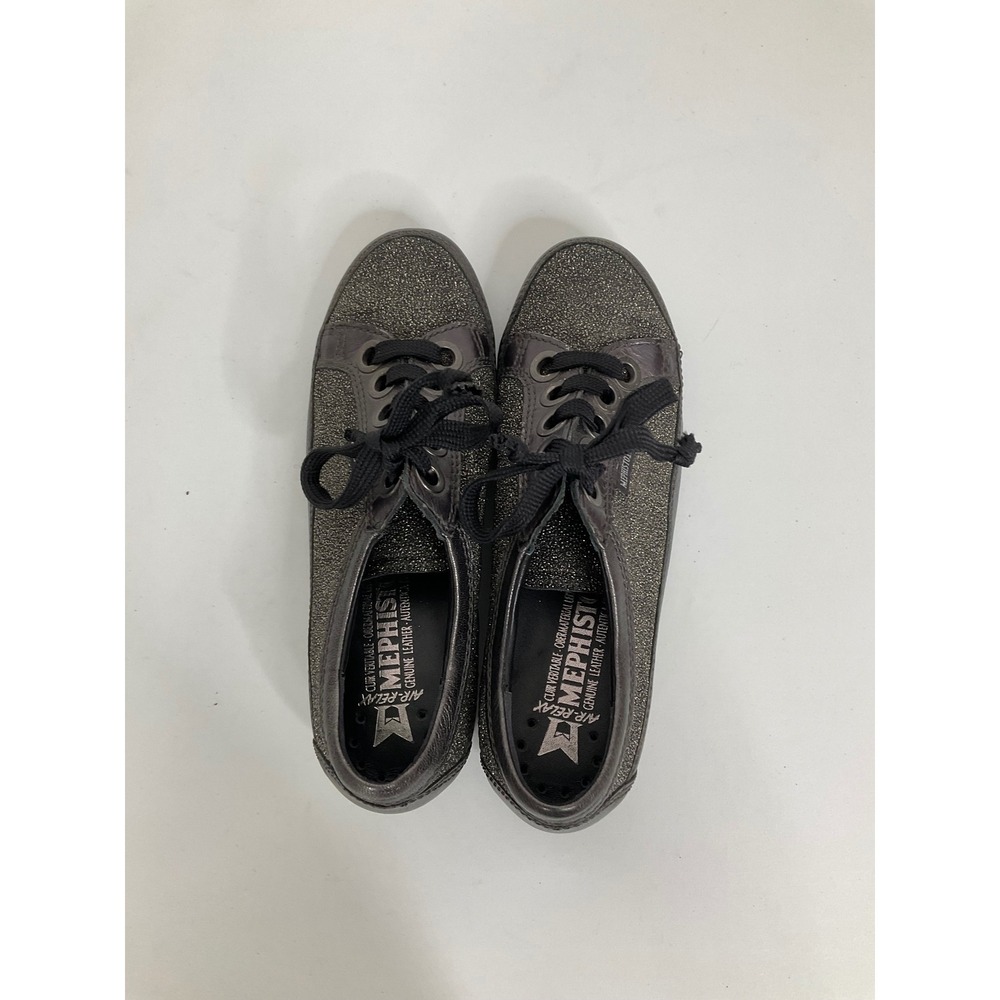 Mephisto Air-Relax Womens 6.5 Black Metallic Shimmer Leather Sneakers - Picture 5 of 8